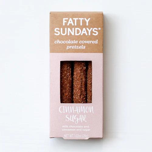 Cinnamon Sugar and Milk Chocolate Covered Pretzels - Fatty Sundays